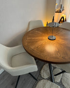 Dining Table LORENZO Brown Ash Wood 120 cm 120 cm