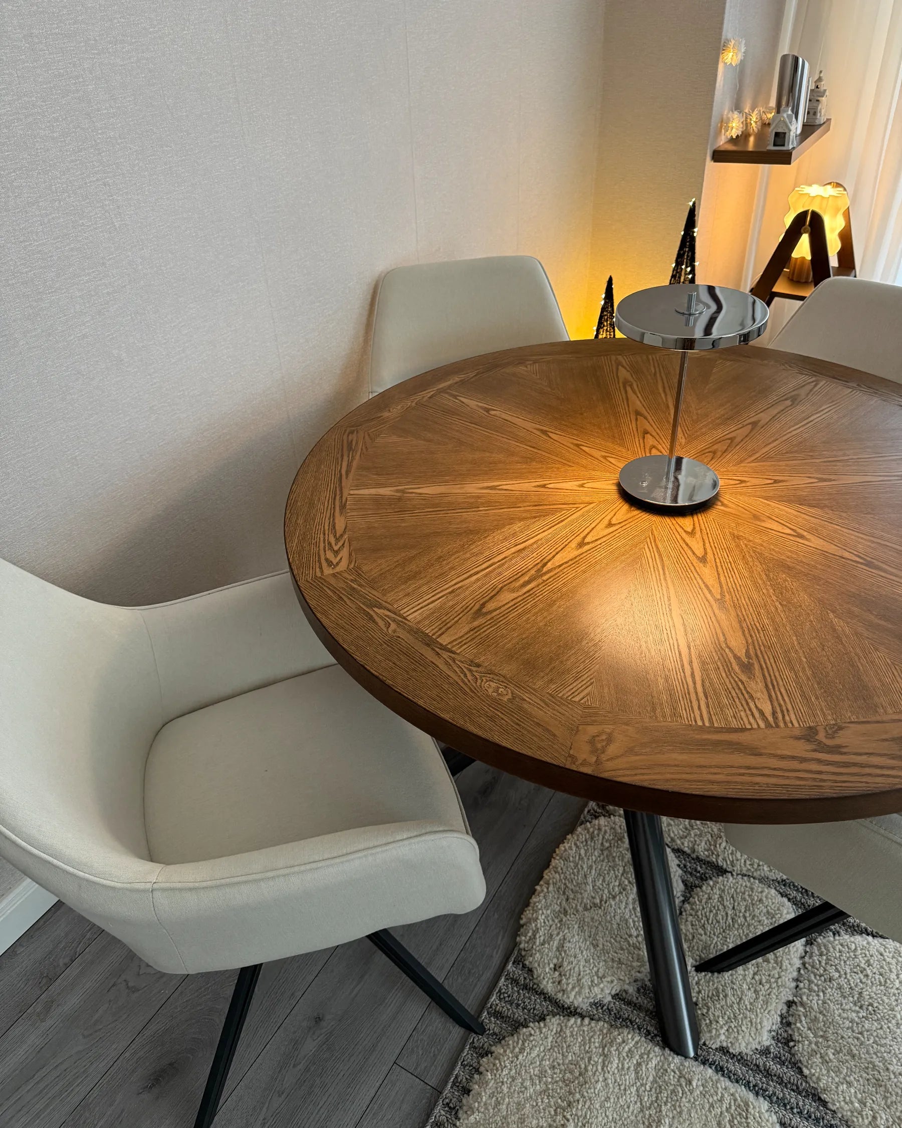 Dining Table LORENZO Brown Ash Wood 120 cm 120 cm