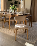 Set of 2 Dining Chairs MILLS Boucle Light Brown/ Light Beige