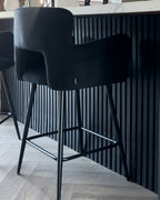 Set of 2 Bar Chairs SANILAC Velvet Black