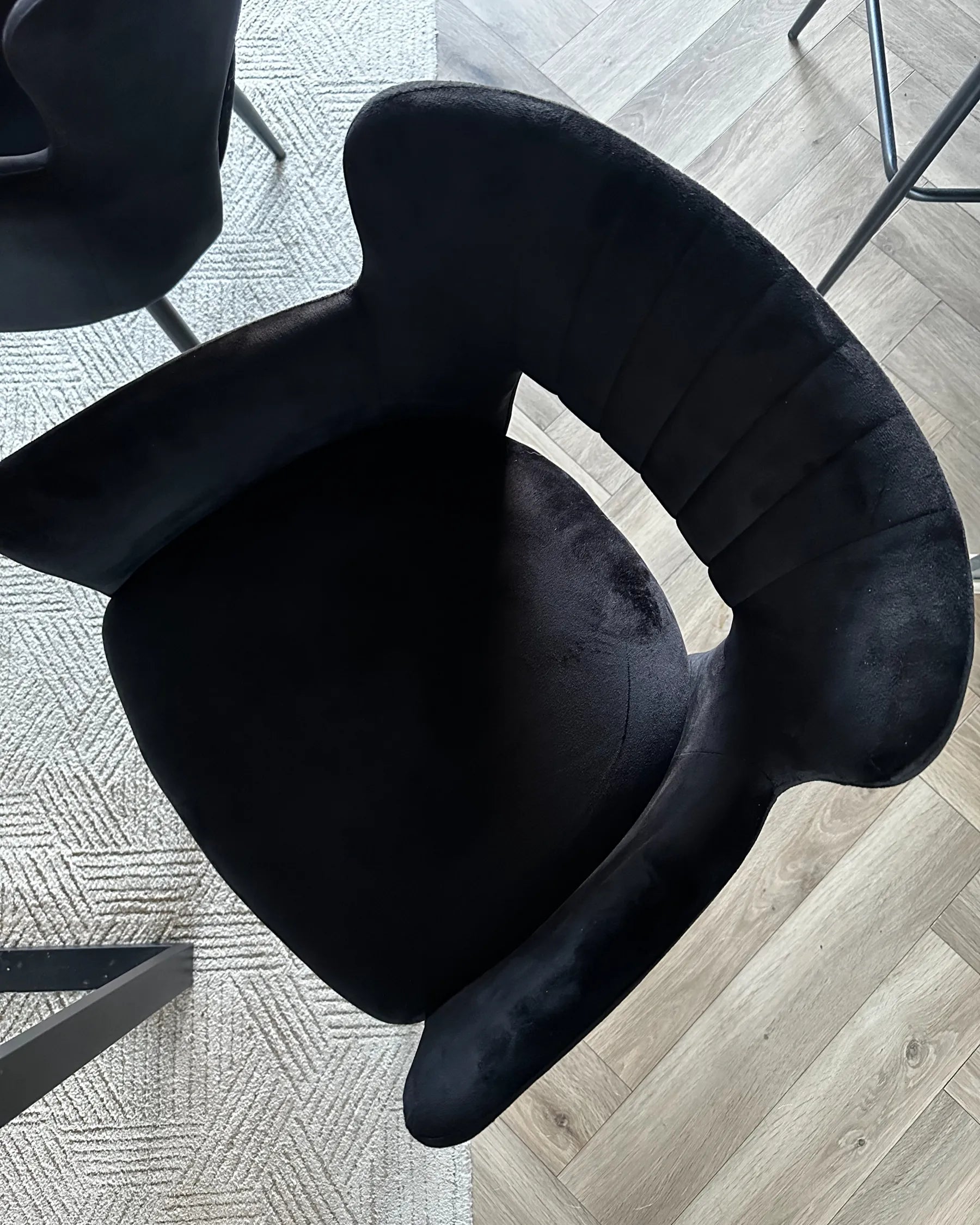 Set of 2 Bar Chairs SANILAC Velvet Black