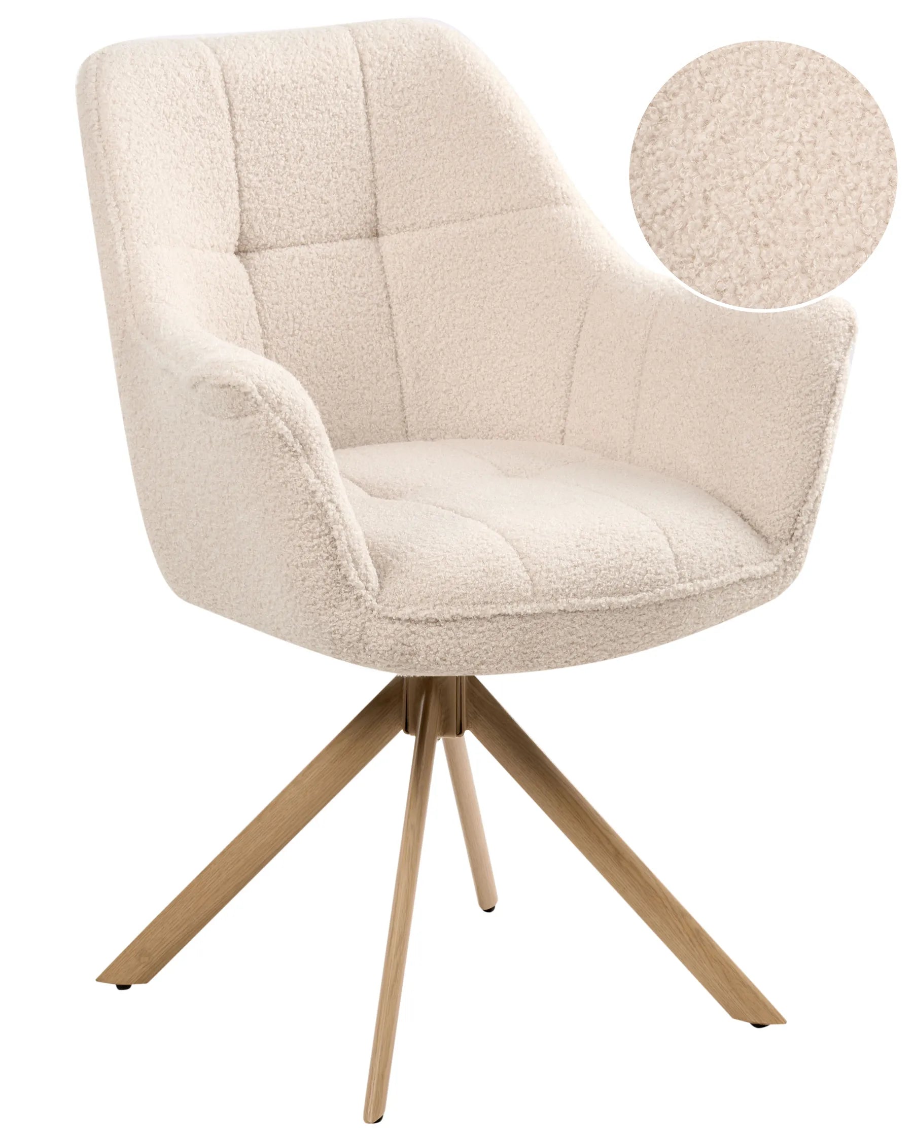 Dining Chair Swivel HAYDEN Boucle Light Beige