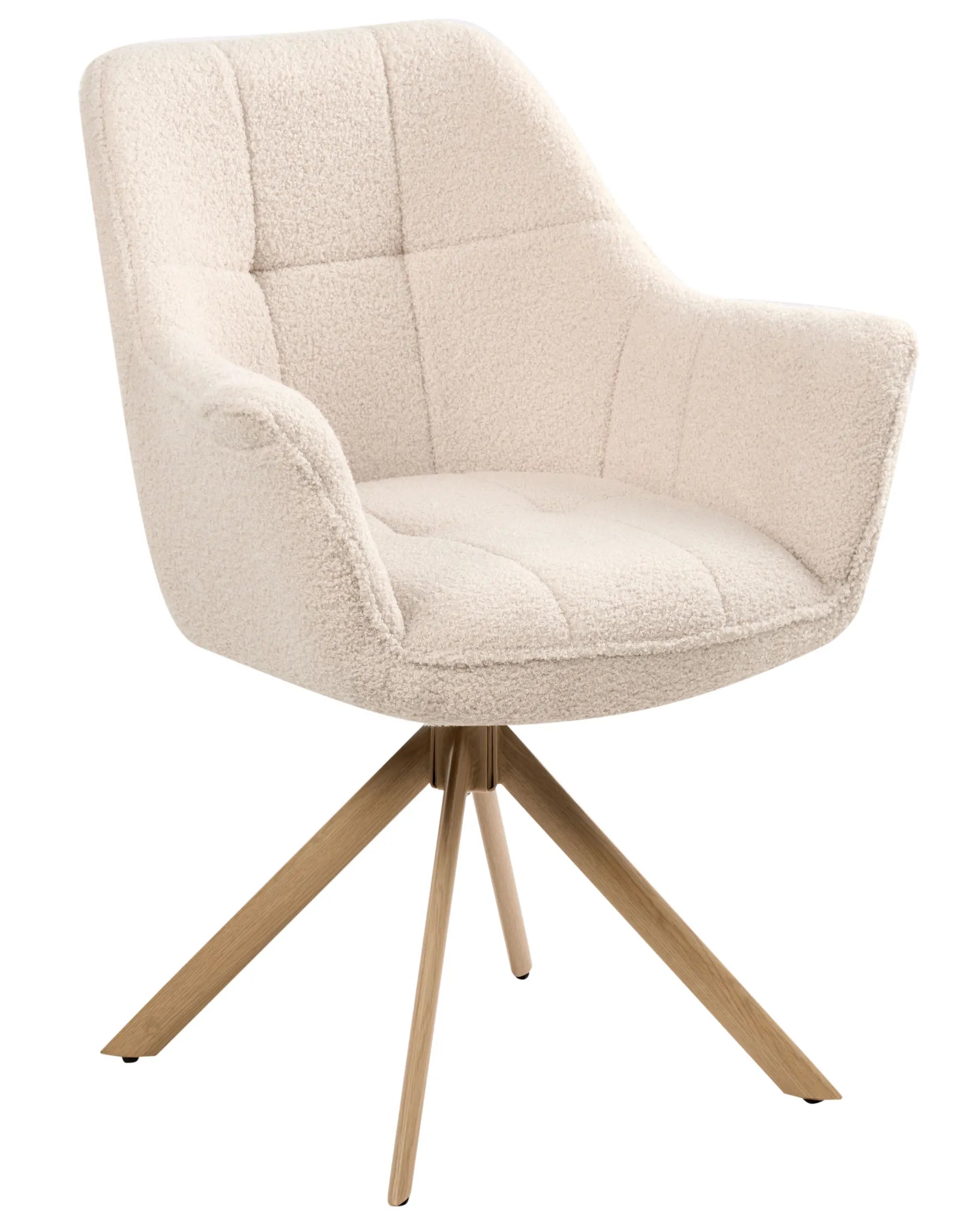 Dining Chair Swivel HAYDEN Boucle Light Beige