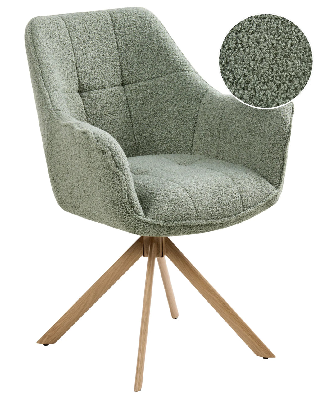 Dining Chair Swivel HAYDEN Boucle Light Green