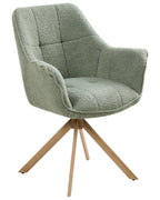 Dining Chair Swivel HAYDEN Boucle Light Green