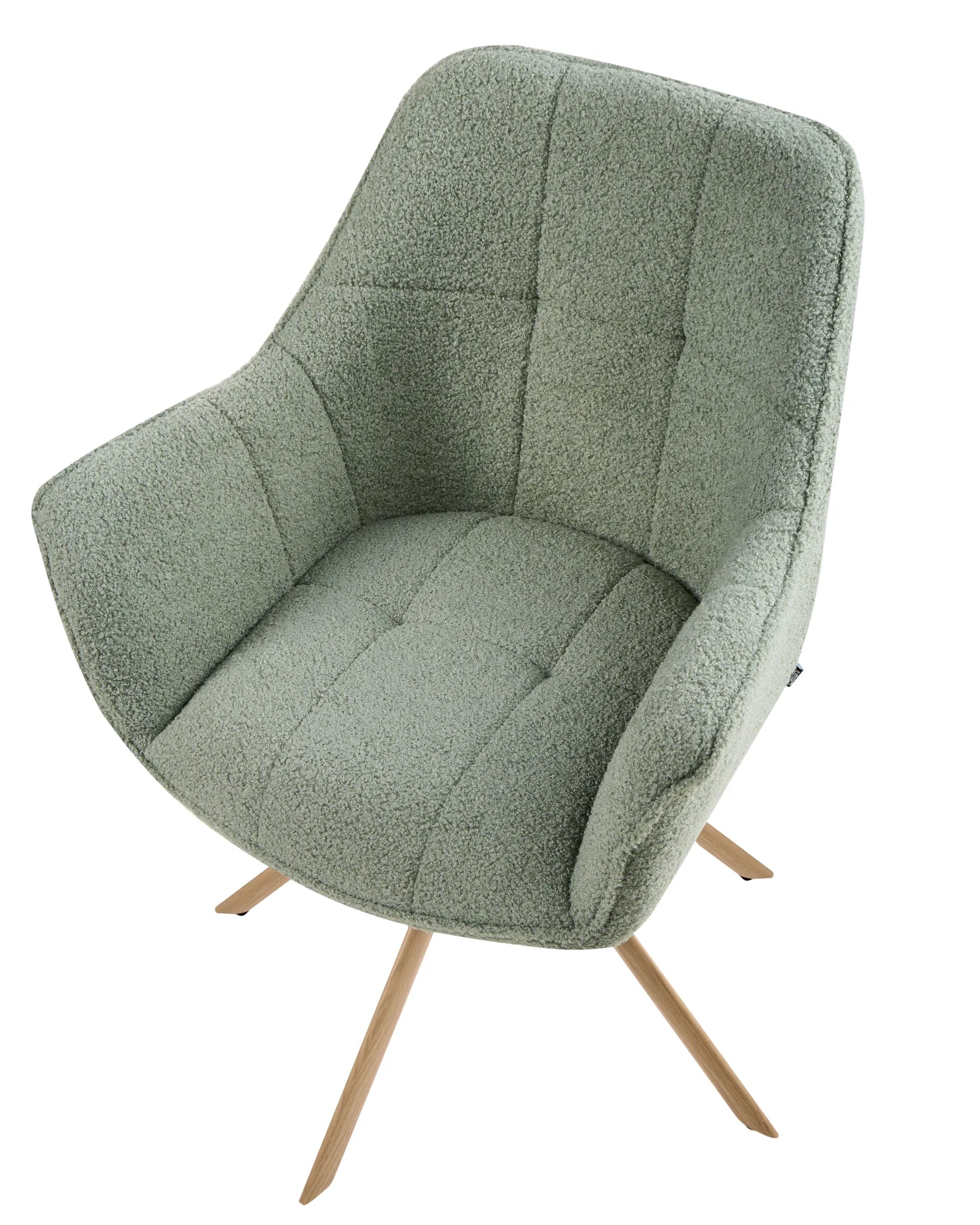 Dining Chair Swivel HAYDEN Boucle Light Green