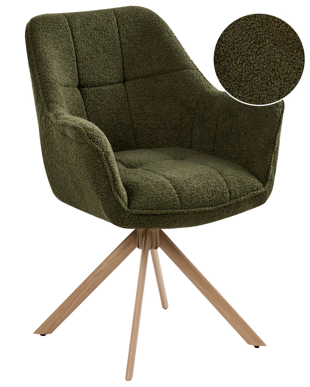 Dining Chair Swivel HAYDEN Boucle Green