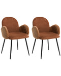 Set of 2 Dining Chairs AMITY Fabric Brown