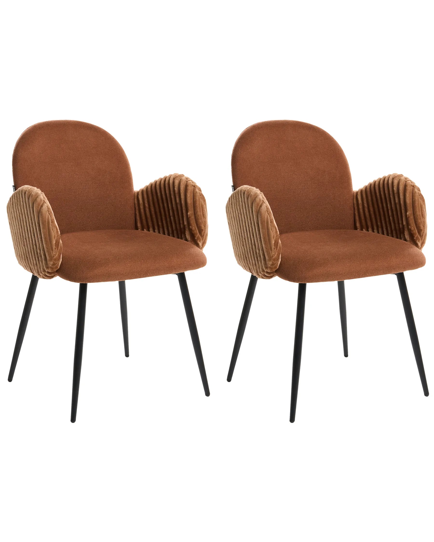 Set of 2 Dining Chairs AMITY Fabric Brown