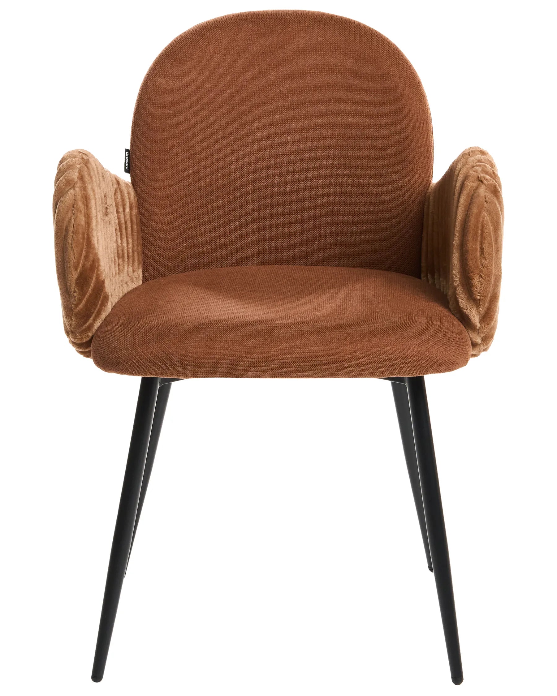 Set of 2 Dining Chairs AMITY Fabric Brown