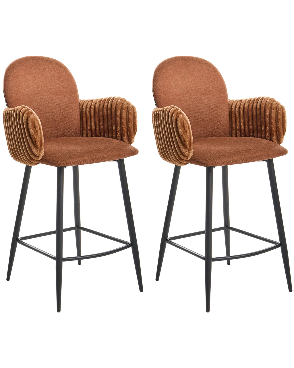 Set of 2 Bar Chairs AMITY Fabric Brown