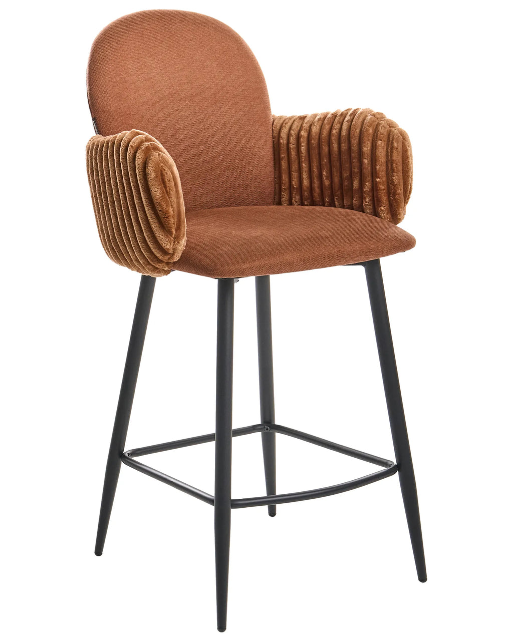 Set of 2 Bar Chairs AMITY Fabric Brown
