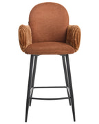 Set of 2 Bar Chairs AMITY Fabric Brown