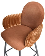Set of 2 Bar Chairs AMITY Fabric Brown