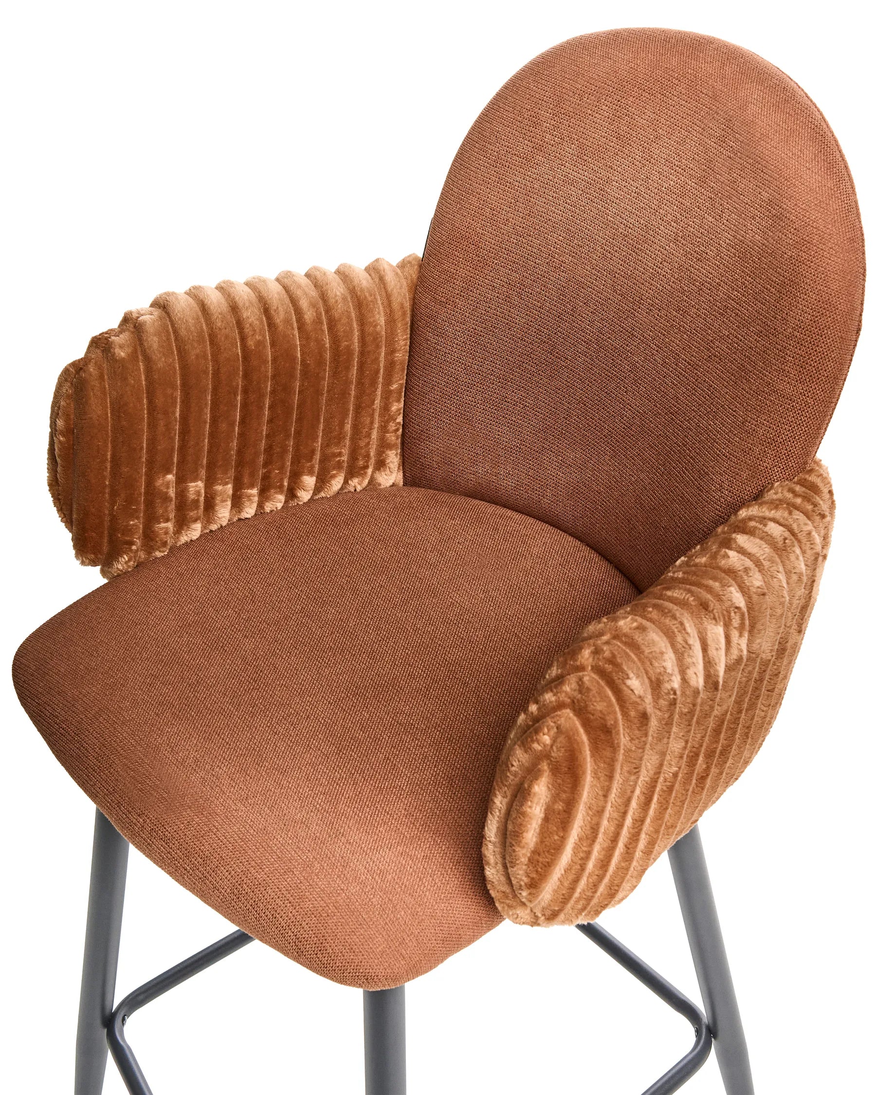 Set of 2 Bar Chairs AMITY Fabric Brown