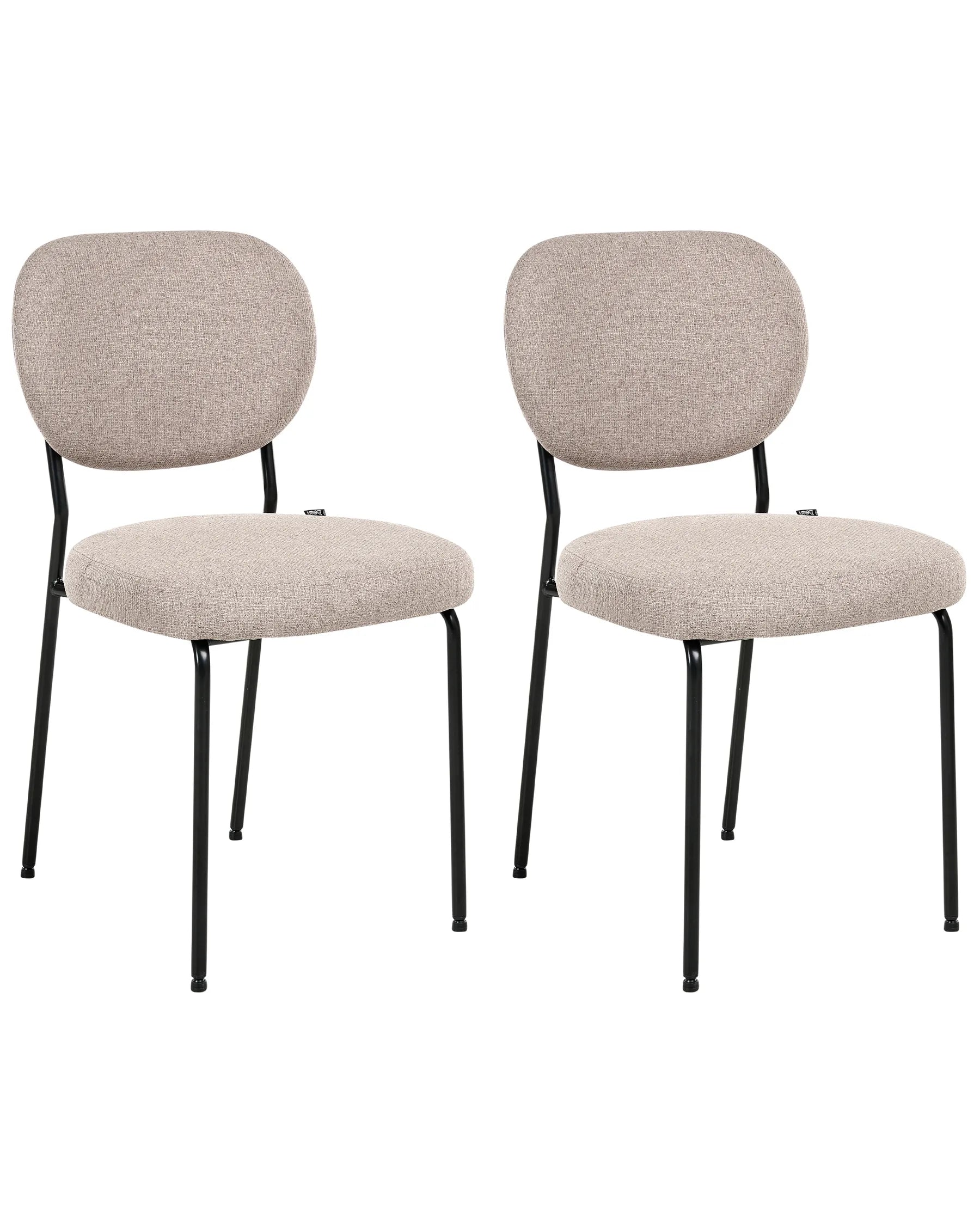 Set of 2 Dining Chairs LOLETA Fabric Light Brown
