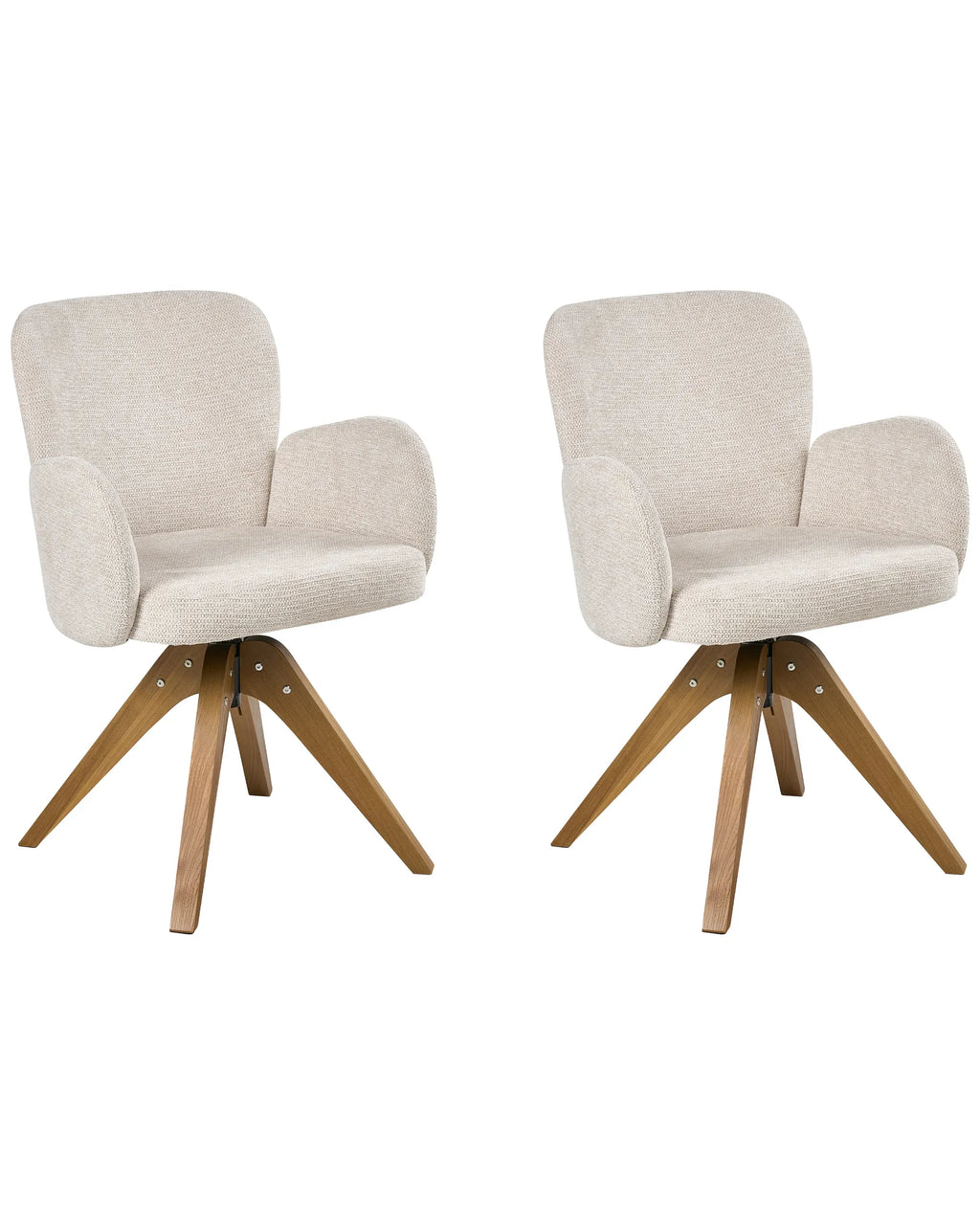 Set of 2 Dining Chairs Swivel JEAN Fabric Light Beige