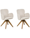Set of 2 Dining Chairs Swivel JEAN Fabric Light Beige