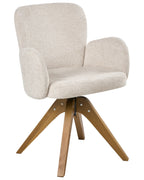 Set of 2 Dining Chairs Swivel JEAN Fabric Light Beige