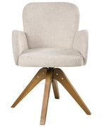 Set of 2 Dining Chairs Swivel JEAN Fabric Light Beige