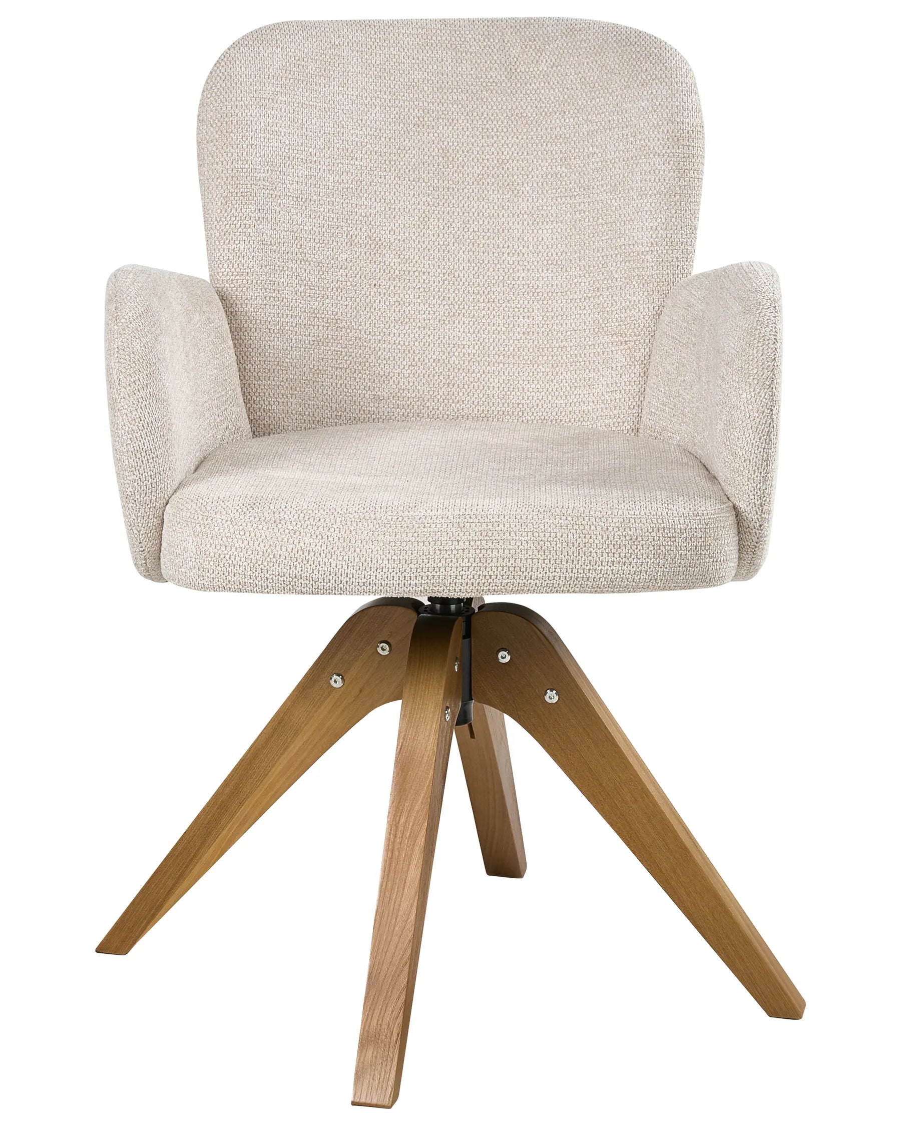 Set of 2 Dining Chairs Swivel JEAN Fabric Light Beige