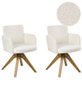 Set of 2 Dining Chairs Swivel EVELYN Boucle Off-White