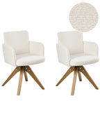 Set of 2 Dining Chairs Swivel EVELYN Boucle Off-White