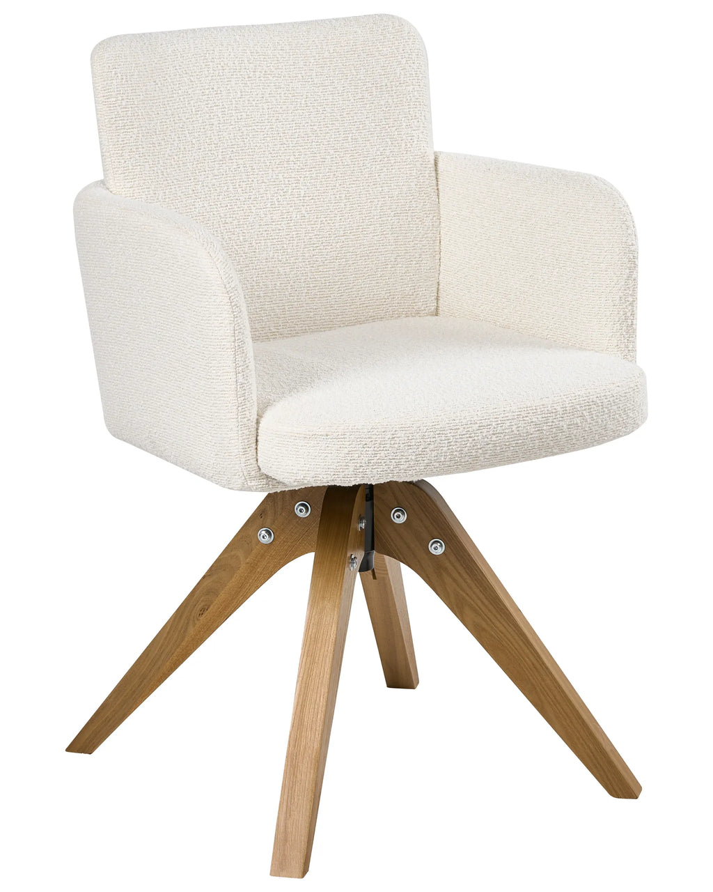 Set of 2 Dining Chairs Swivel EVELYN Boucle Off-White