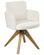 Set of 2 Dining Chairs Swivel EVELYN Boucle Off-White