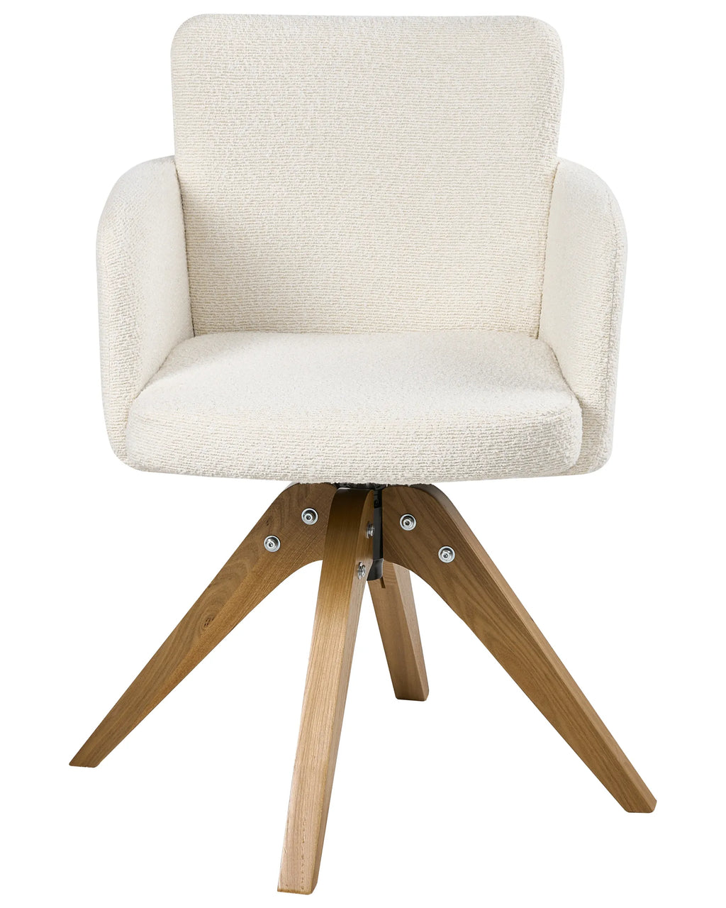 Set of 2 Dining Chairs Swivel EVELYN Boucle Off-White
