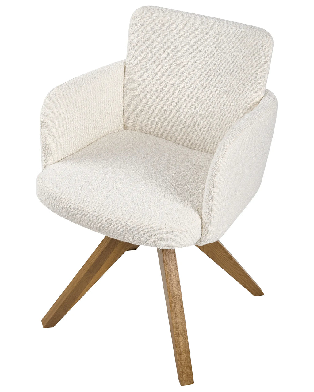 Set of 2 Dining Chairs Swivel EVELYN Boucle Off-White