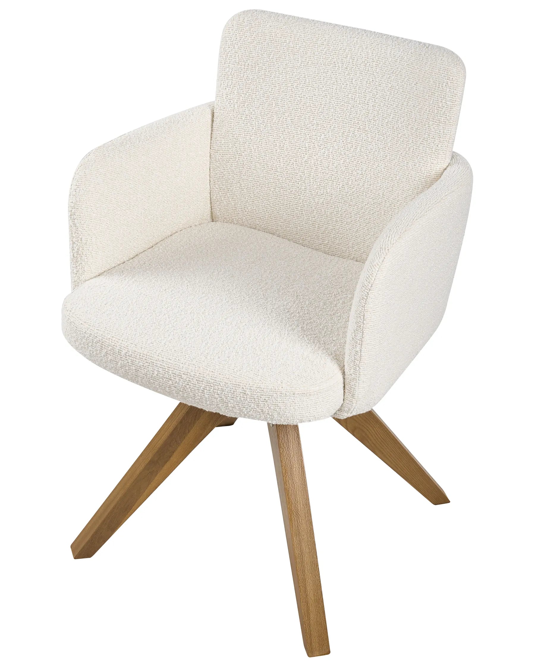 Set of 2 Dining Chairs Swivel EVELYN Boucle Off-White