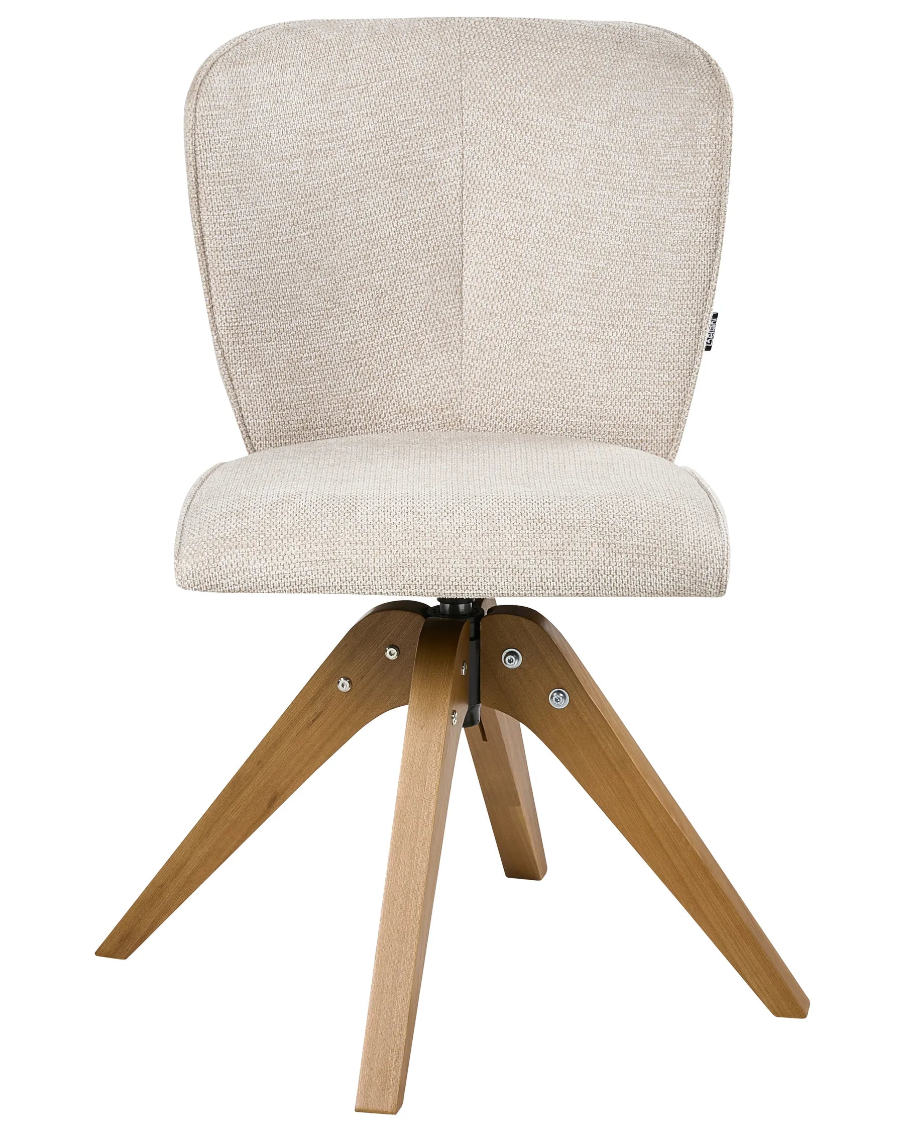 Set of 2 Dining Chairs Swivel COSO Fabric Light Beige