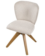 Set of 2 Dining Chairs Swivel COSO Fabric Light Beige