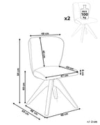 Set of 2 Dining Chairs Swivel COSO Fabric Light Beige
