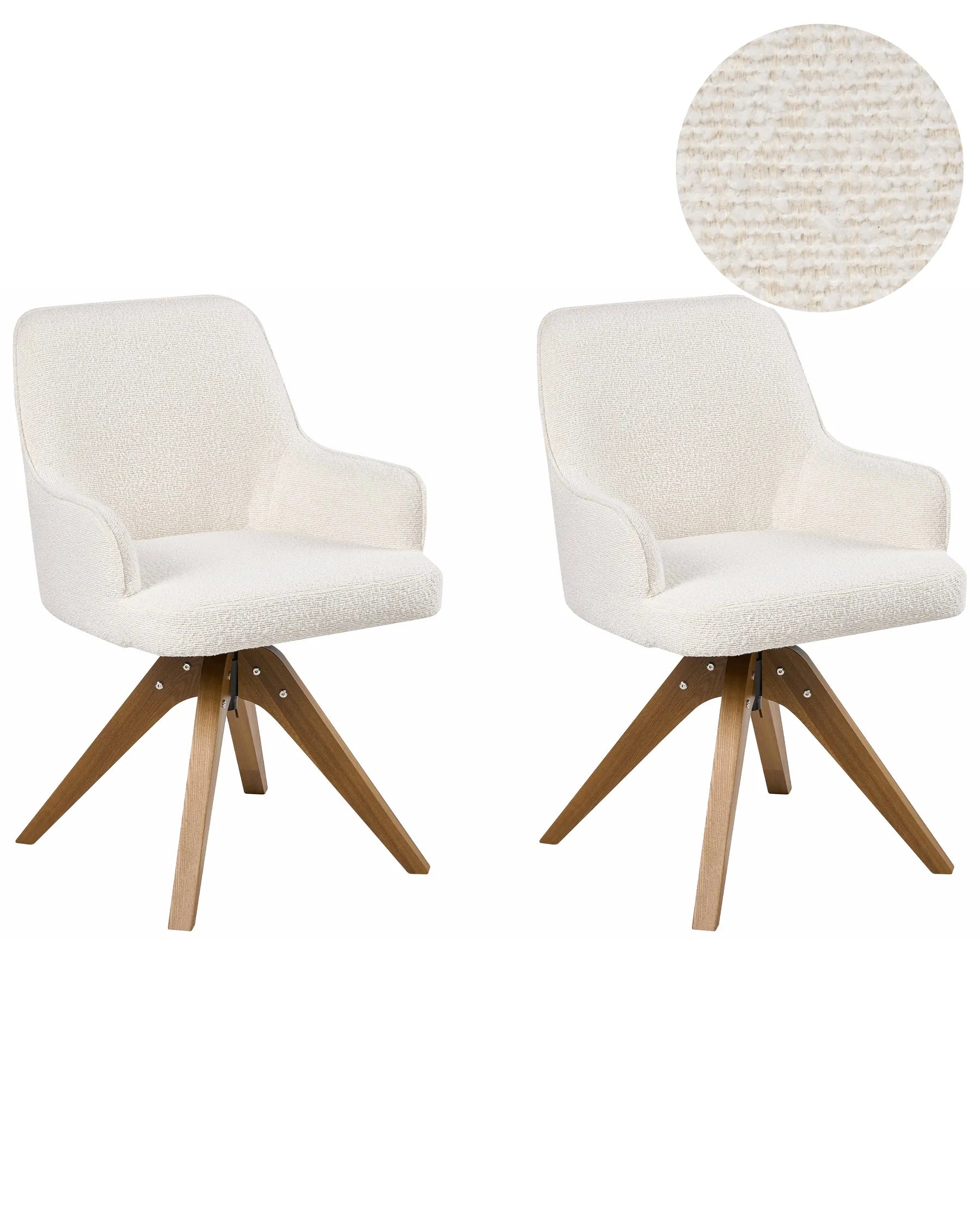 Set of 2 Dining Chairs Swivel SYLVANIA Boucle Off-White