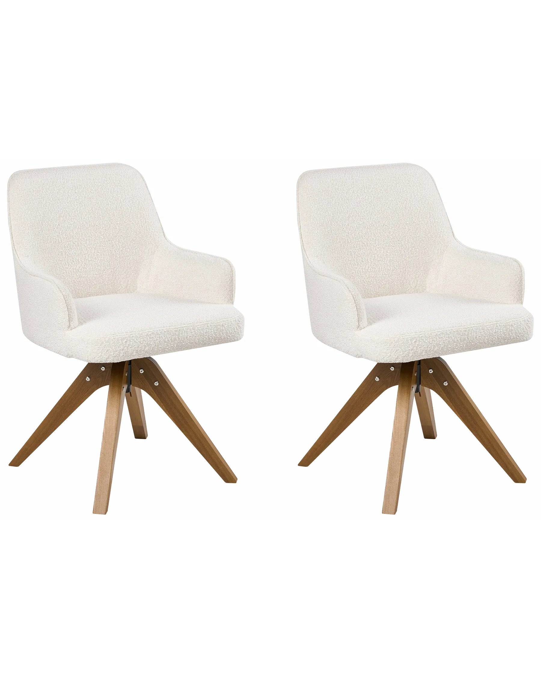 Set of 2 Dining Chairs Swivel SYLVANIA Boucle Off-White
