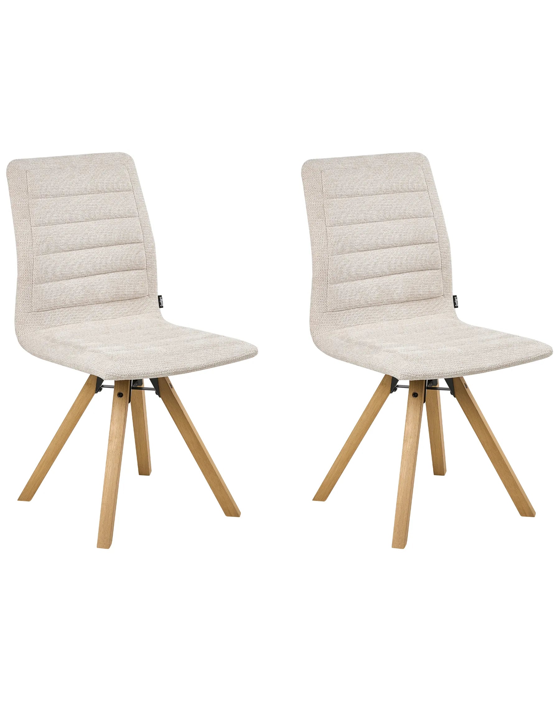 Set of 2 Dining Chairs Swivel ROX Fabric Light Beige
