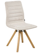 Set of 2 Dining Chairs Swivel ROX Fabric Light Beige