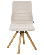 Set of 2 Dining Chairs Swivel ROX Fabric Light Beige