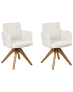 Set of 2 Dining Chairs Swivel EVELYN Boucle Off-White