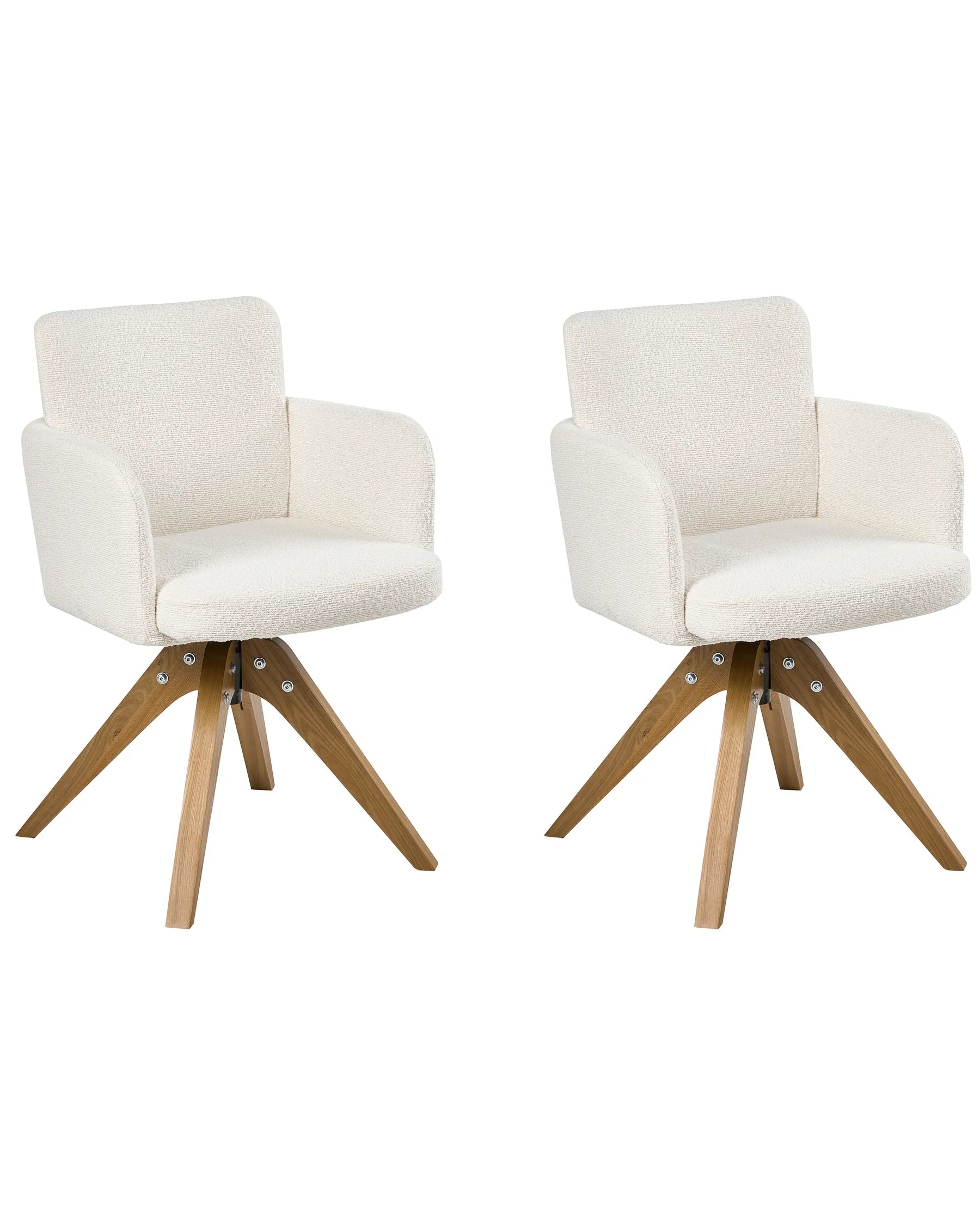 Set of 2 Dining Chairs Swivel EVELYN Boucle Off-White