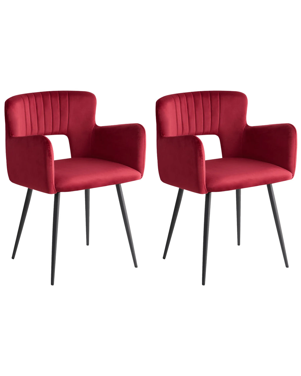 Set of 2 Dining Chairs SANILAC Velvet Dark Red