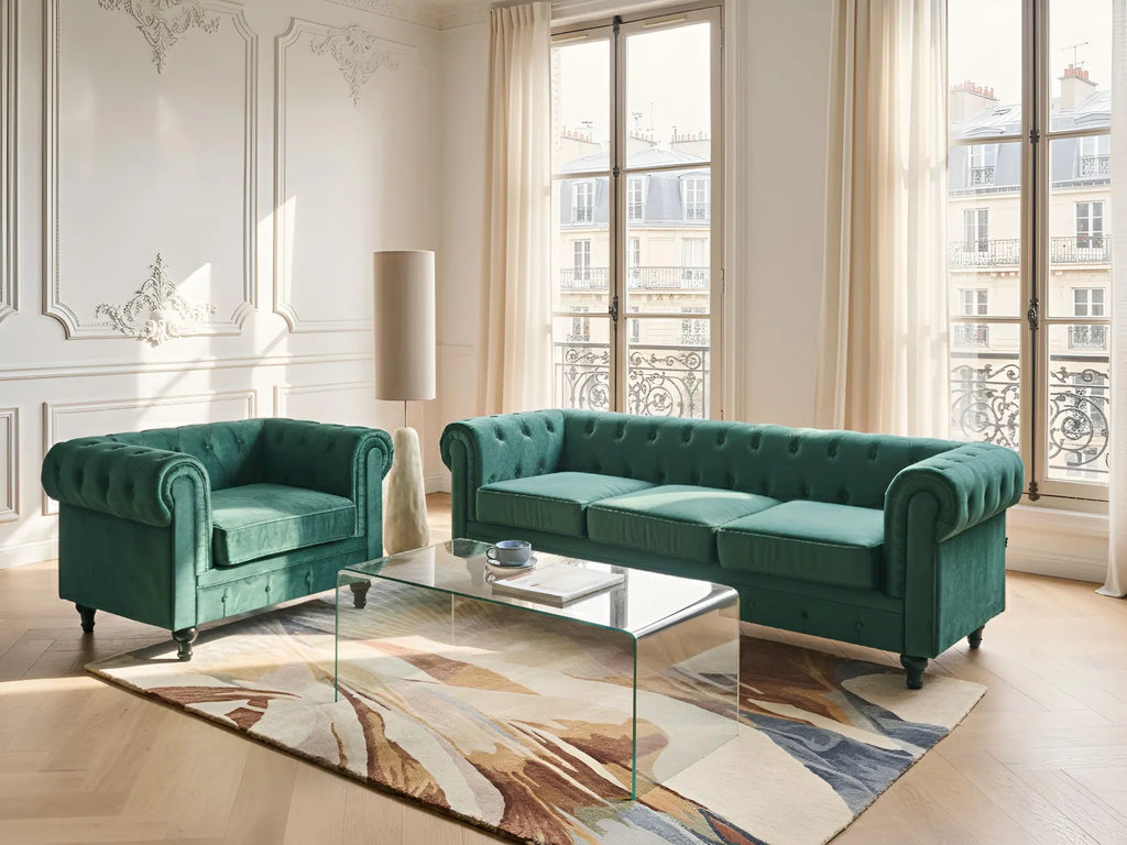 Armchair CHESTERFIELD Velvet Emerald Green