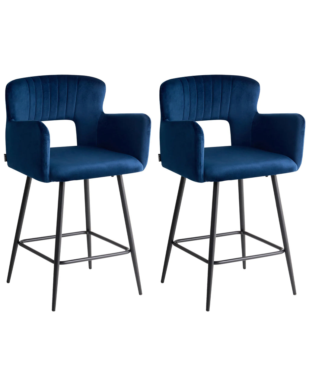 Set of 2 Bar Chairs SANILAC Velvet Navy Blue