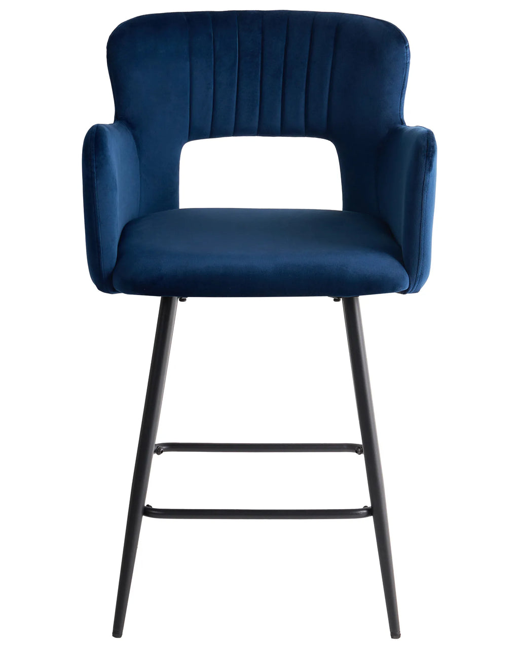 Set of 2 Bar Chairs SANILAC Velvet Navy Blue