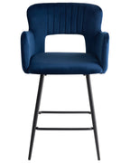 Set of 2 Bar Chairs SANILAC Velvet Navy Blue