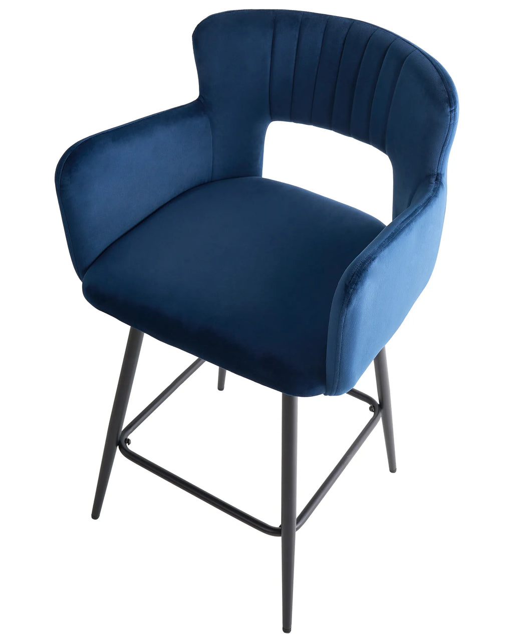 Set of 2 Bar Chairs SANILAC Velvet Navy Blue