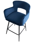 Set of 2 Bar Chairs SANILAC Velvet Navy Blue