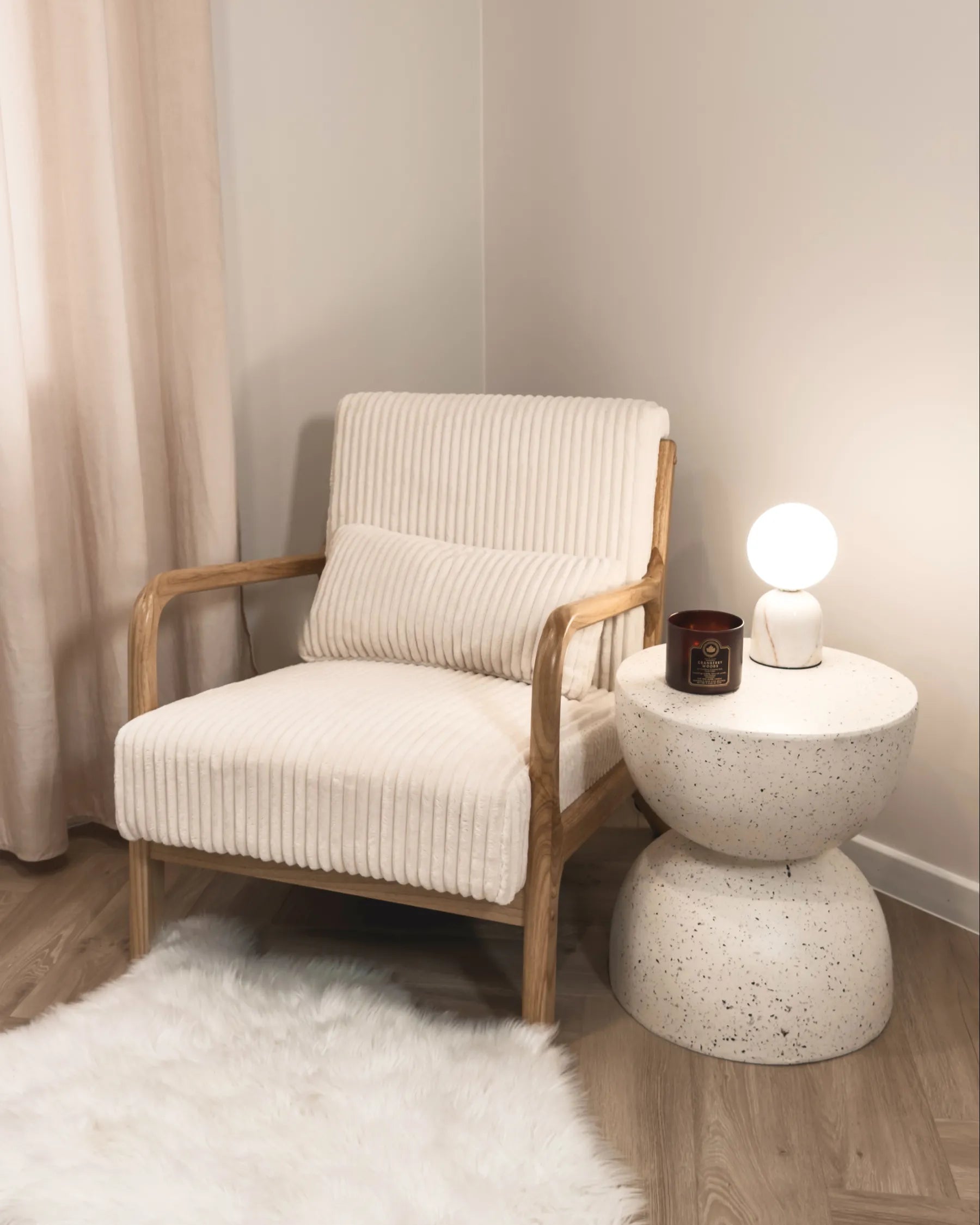 Armchair SORSELE Corduroy White